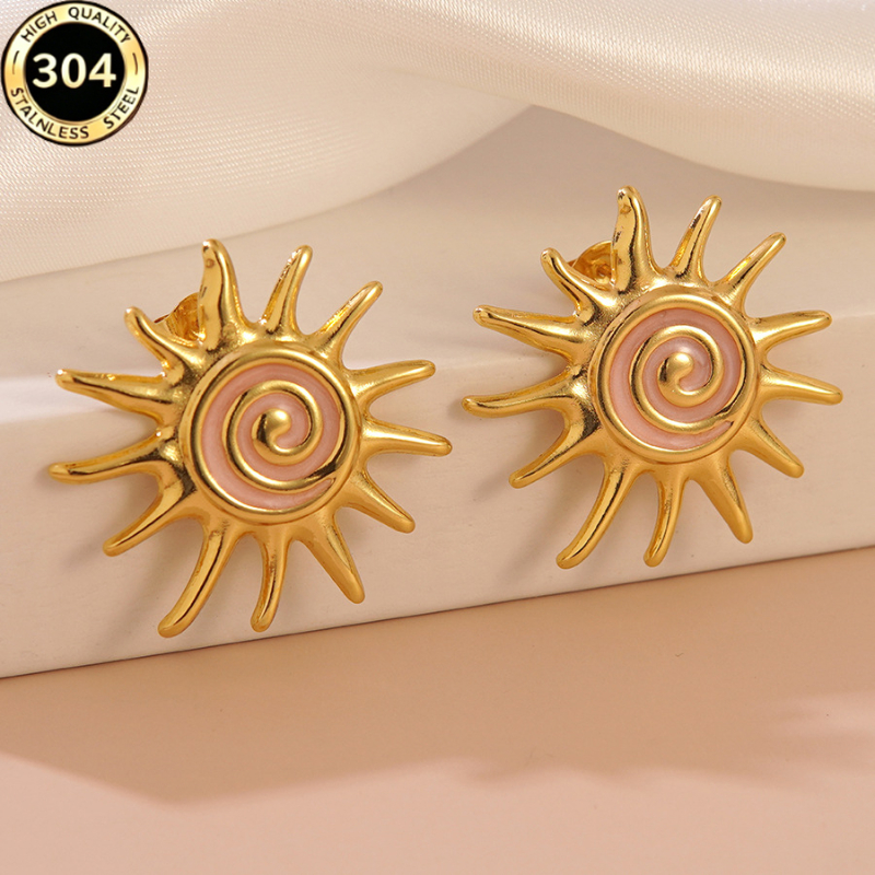 2pcs Chic 18K Gold-Plated Stud Earrings Set for Women
